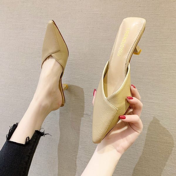 beige khaki pointed toe mules shoes women slippers summer high heel slippers sandals women thin heel closed toe sandals 2020, Black
beige khaki pointed toe mules shoes women slippers summer high heel slippers sandals women thin heel closed toe sandals 2020, Black
