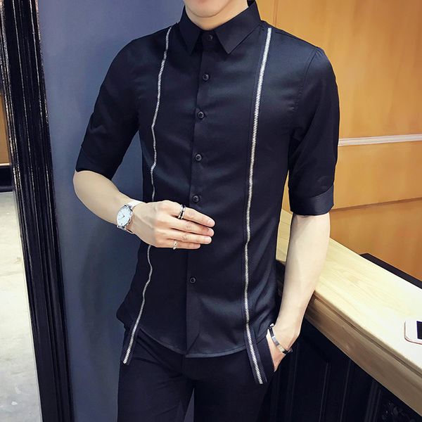 fashion fake zipper decor shirt men brand 2020 summer half sleeve mens casual shirts slim fit night club prom tuxedo, White;black
fashion fake zipper decor shirt men brand 2020 summer half sleeve mens casual shirts slim fit night club prom tuxedo, White;black