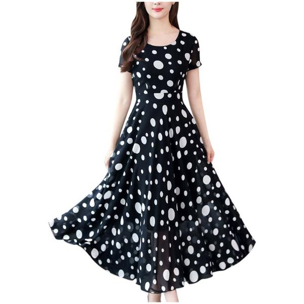 women dress elegant vintage polka dot print maxi long dress summer short sleeve party plus size sundress vestidos robe, Black;gray
women dress elegant vintage polka dot print maxi long dress summer short sleeve party plus size sundress vestidos robe, Black;gray