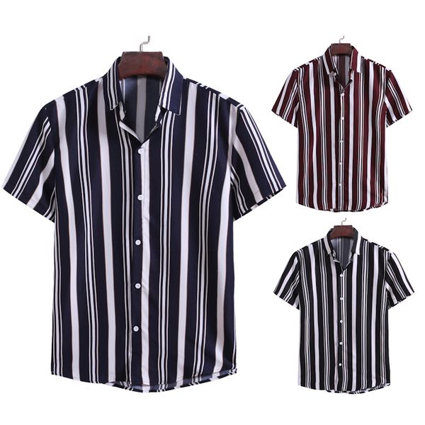 men's casual shirts summer men short sleeve stripe camisa masculina fashion vacation travel hawaiian beach buttw32, White;black
men's casual shirts summer men short sleeve stripe camisa masculina fashion vacation travel hawaiian beach buttw32, White;black
