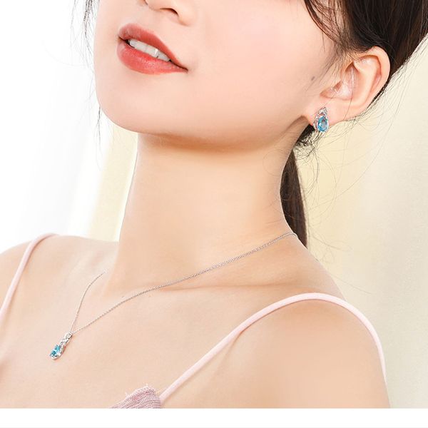 gifts for the new year simple wild necklace blue marine crystal chian set necklace women jewelry for women egirl, Silver
gifts for the new year simple wild necklace blue marine crystal chian set necklace women jewelry for women egirl, Silver