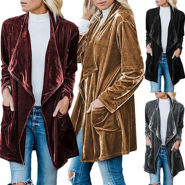 women autumn long sleeve lapel collar velour pockets trench coat cardigan suitable for work travel shopping daily wear, Tan;black
women autumn long sleeve lapel collar velour pockets trench coat cardigan suitable for work travel shopping daily wear, Tan;black