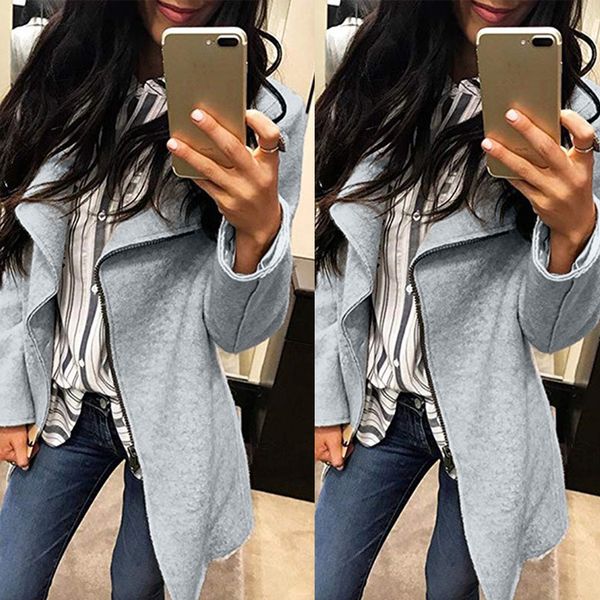 wind breaker for women long sleeve irregular full-zip coat lapel outwear casual winter coat jackets chamarras de mujer 2019, Black
wind breaker for women long sleeve irregular full-zip coat lapel outwear casual winter coat jackets chamarras de mujer 2019, Black