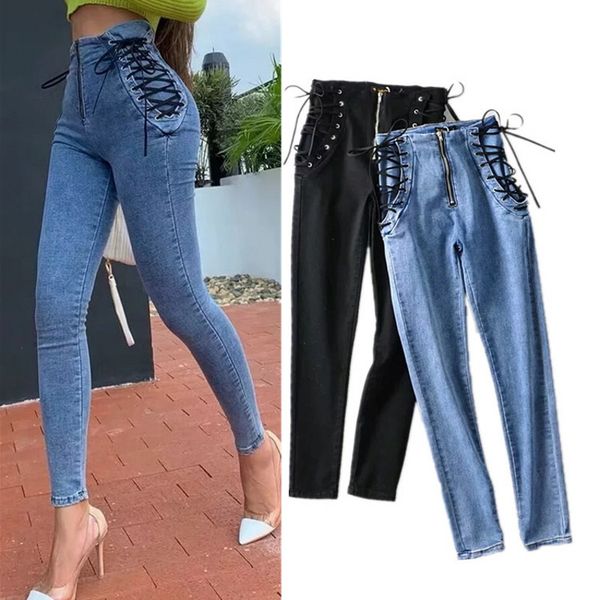 fashion lady stretchy jeans new styles lace up high waist zipper pencil jeans 2020 spring girls denim pants full length xs--xl h, Blue
fashion lady stretchy jeans new styles lace up high waist zipper pencil jeans 2020 spring girls denim pants full length xs--xl h, Blue