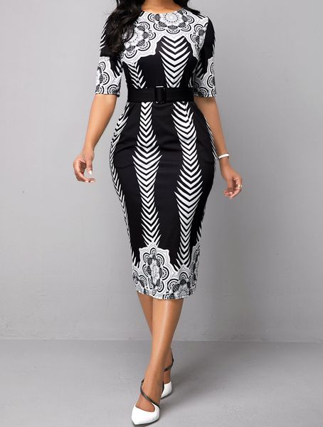 womens designer dress round neck printed waist and tie wrap hip one-step dress five sleeve skirt, Black;gray
womens designer dress round neck printed waist and tie wrap hip one-step dress five sleeve skirt, Black;gray
