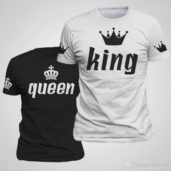 king queen couple matching t-shirts lovely short sleeved t shirts print cotton t shirt couple clothes (queen is women,king is men, White;black
king queen couple matching t-shirts lovely short sleeved t shirts print cotton t shirt couple clothes (queen is women,king is men, White;black