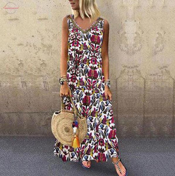 long dress women summer 2020 vintage folk print v neck sleeveless maxi dress plus size loose cotton linen robe vestidos, Black;gray
long dress women summer 2020 vintage folk print v neck sleeveless maxi dress plus size loose cotton linen robe vestidos, Black;gray