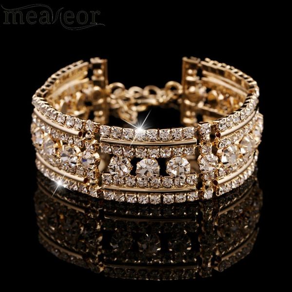 

women casual rhinestone hollow lobster claw 25cm/9.8inch geometric gold, silver clasp bracelet out, Black