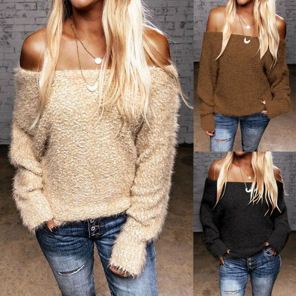 women's sweaters womens sweater fleece blouse off-shoulder knitted long sleeve sweatshirts, White;black
women's sweaters womens sweater fleece blouse off-shoulder knitted long sleeve sweatshirts, White;black