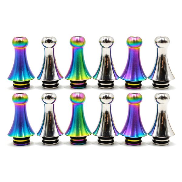 

510 Thread Drip Tips Rainbow Stainless Steel Color SS Drip Tip Long Mouthpiece fit Vaporizer 510 Atomizers DHL Free