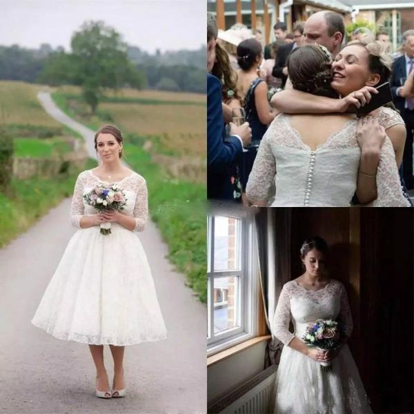 2019 Plus Size Lace Short Wedding Dresses Tea Length Long Sleeves Beach Wedding Gown Beach Wedding Bridal Gowns Covered Buttons
2019 Plus Size Lace Short Wedding Dresses Tea Length Long Sleeves Beach Wedding Gown Beach Wedding Bridal Gowns Covered Buttons