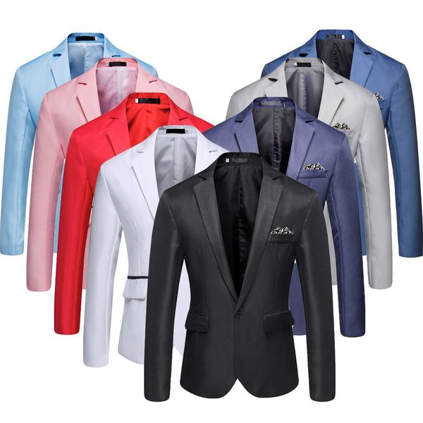 men's stylish casual solid blazer business wedding party outwear coat suit polyester fabric new 79, White;black
men's stylish casual solid blazer business wedding party outwear coat suit polyester fabric new 79, White;black