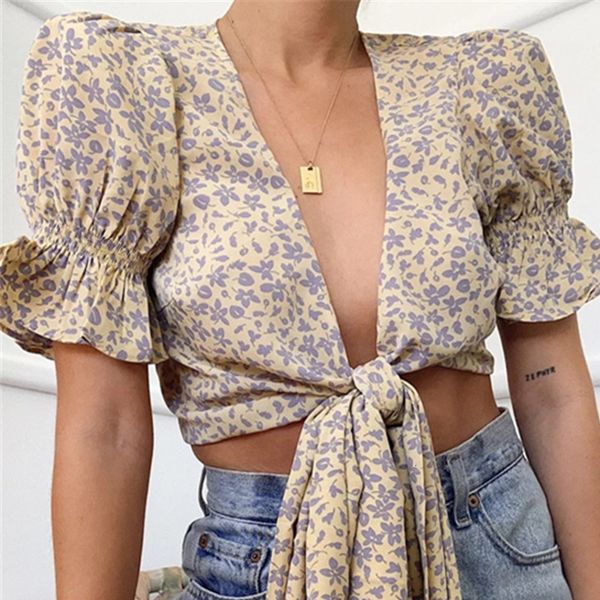deat 2020 spring summer short puff sleeve v neck yellow floral print vintage blouse women mh317, White
deat 2020 spring summer short puff sleeve v neck yellow floral print vintage blouse women mh317, White