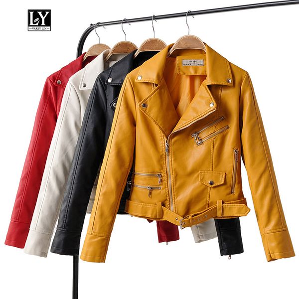 ly varey lin autumn winter women faux pu motorcycle short jacket faux soft leather zipper turndown collar outwear with belt, Black
ly varey lin autumn winter women faux pu motorcycle short jacket faux soft leather zipper turndown collar outwear with belt, Black
