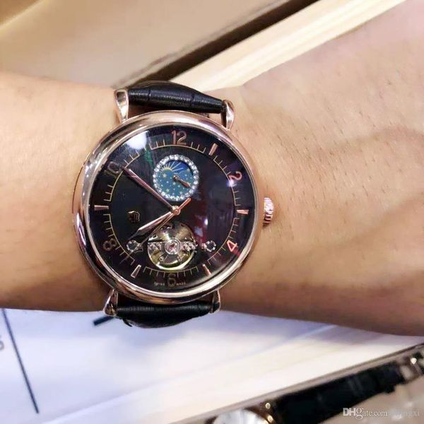 2019 seller men's multi-function flywheel watch stainless steel automatic mechanical movement men's watch leather strap fashion me, Slivery;brown
2019 seller men's multi-function flywheel watch stainless steel automatic mechanical movement men's watch leather strap fashion me, Slivery;brown