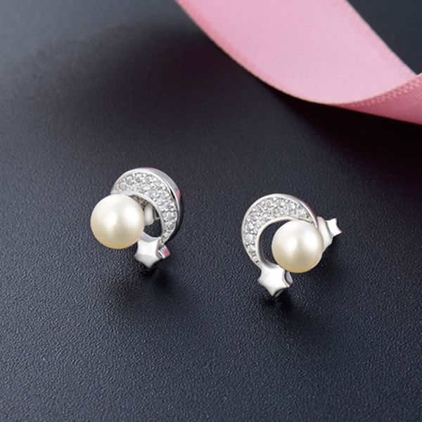 s925 sterling silver freshwater pearl personality star moon stud earrings for ladies, Golden;silver
s925 sterling silver freshwater pearl personality star moon stud earrings for ladies, Golden;silver