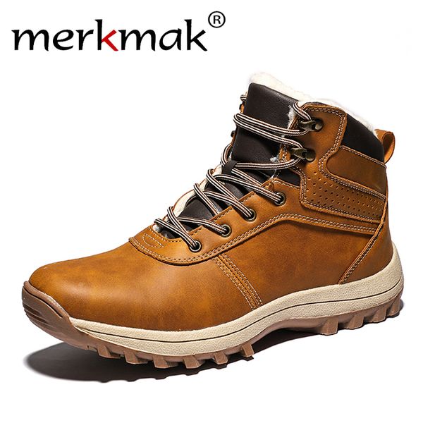 merkmak brand winter men boots genuine leather ankle snow with fur plush warm men casual boots waterproof boot, Black
merkmak brand winter men boots genuine leather ankle snow with fur plush warm men casual boots waterproof boot, Black