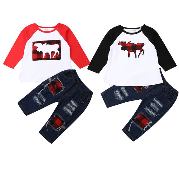 2019 new toddler kids baby boys xmas clothes sets plaid deer print long sleeve +denim pants 6m-5y, White
2019 new toddler kids baby boys xmas clothes sets plaid deer print long sleeve +denim pants 6m-5y, White