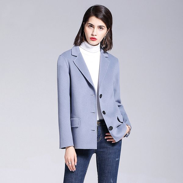 blue overcoat women's 2019 winter new style high-end loose-fit casual suit collar double-sided cashmere wool coat, Black;brown
blue overcoat women's 2019 winter new style high-end loose-fit casual suit collar double-sided cashmere wool coat, Black;brown