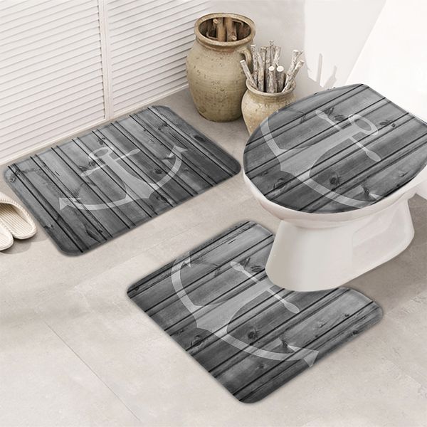 3 pieces bathroom set gray wood grain anchor bath set toilet cover mat pedestal rug non-slip bathroom rug set
3 pieces bathroom set gray wood grain anchor bath set toilet cover mat pedestal rug non-slip bathroom rug set