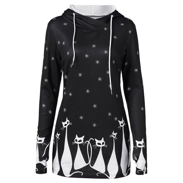 women sweatshirt cat printed hoodies women long sleeve snowflake drawstring autumn spring pullover casual hooded blouse new, Black
women sweatshirt cat printed hoodies women long sleeve snowflake drawstring autumn spring pullover casual hooded blouse new, Black
