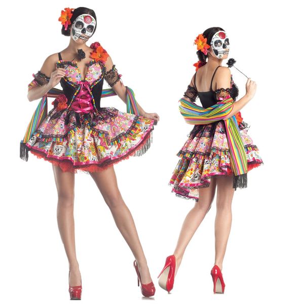 skeleton day of the dead costume sugar skull dia flower fairy halloween cosplay vampire ghost bride fancy dress, Black;red
skeleton day of the dead costume sugar skull dia flower fairy halloween cosplay vampire ghost bride fancy dress, Black;red