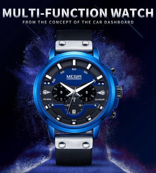 megir watch men's brand sports watch luminous, decorative, chronograph, calendar, small three pins, hours and minutes, Slivery;brown
megir watch men's brand sports watch luminous, decorative, chronograph, calendar, small three pins, hours and minutes, Slivery;brown