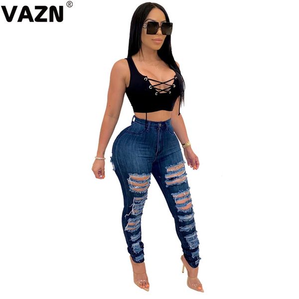 vazn autumn 2020 new women casual pockets broken hole pencil denim pants high belt full-length jeans pants, Blue
vazn autumn 2020 new women casual pockets broken hole pencil denim pants high belt full-length jeans pants, Blue