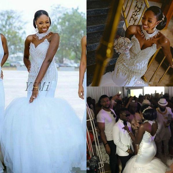 crystal mermaid wedding dresses 2019 see through court train appliques major beading african chapel garden bridal gowns vestido de novia, White
crystal mermaid wedding dresses 2019 see through court train appliques major beading african chapel garden bridal gowns vestido de novia, White