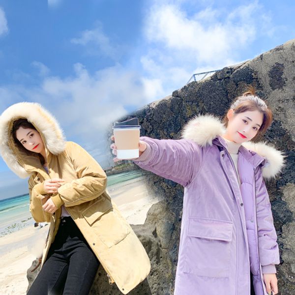 winter new down jacket golden velvet women's long ins cotton jacket over knee cotton large wool collar, Black
winter new down jacket golden velvet women's long ins cotton jacket over knee cotton large wool collar, Black