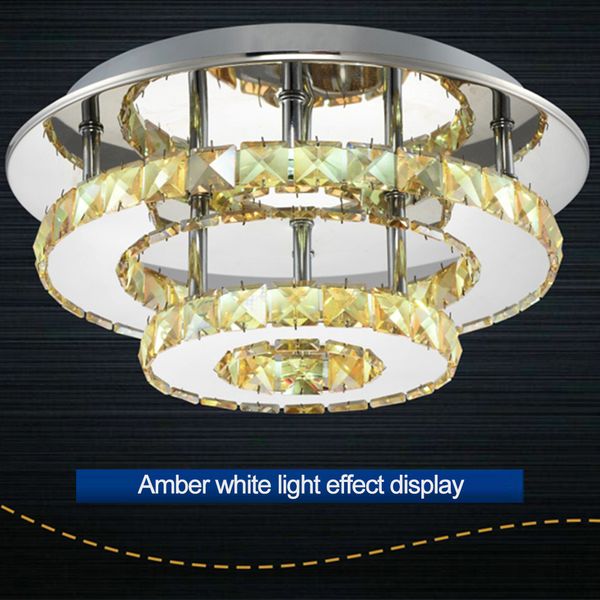 36w Crystal Double-layer Round Ceiling Lamp Modern Light Fixture Led Ceiling Lamp Lighting Crystal Flush Mounted Lamp