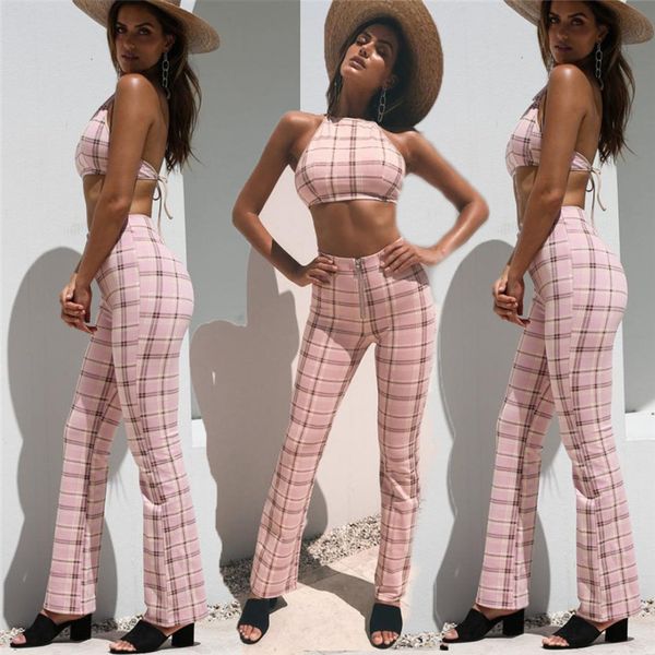 women sets orange pink 2 piece plaid tracksuit casual summer crop pants women suits high street wear tracksuits, White
women sets orange pink 2 piece plaid tracksuit casual summer crop pants women suits high street wear tracksuits, White