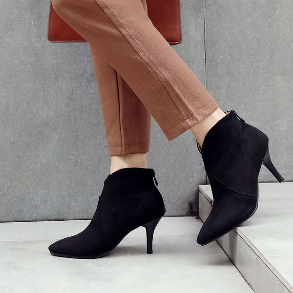 fashion women's pointed shoes boots casual stiletto boots high wild ankle ladies ladies zapatillas mujer, Black
fashion women's pointed shoes boots casual stiletto boots high wild ankle ladies ladies zapatillas mujer, Black