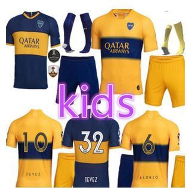 2019 2020 boca juniors футбол джерси home away дети kit 19 20 boca carlitos перез de rossi тевес pavón jrs спорт футбол рубашку, Black;yellow