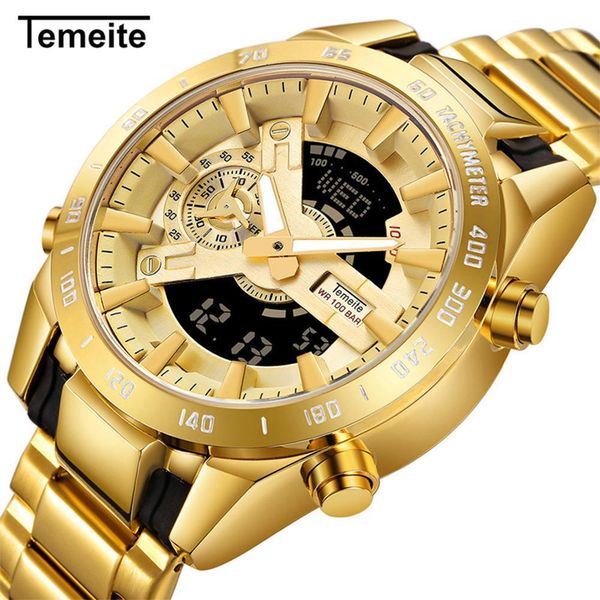 temeite brand gold mens quartz watches sport digital watch men led dual display wristwatch waterproof luminous relogio masculino, Slivery;brown
temeite brand gold mens quartz watches sport digital watch men led dual display wristwatch waterproof luminous relogio masculino, Slivery;brown