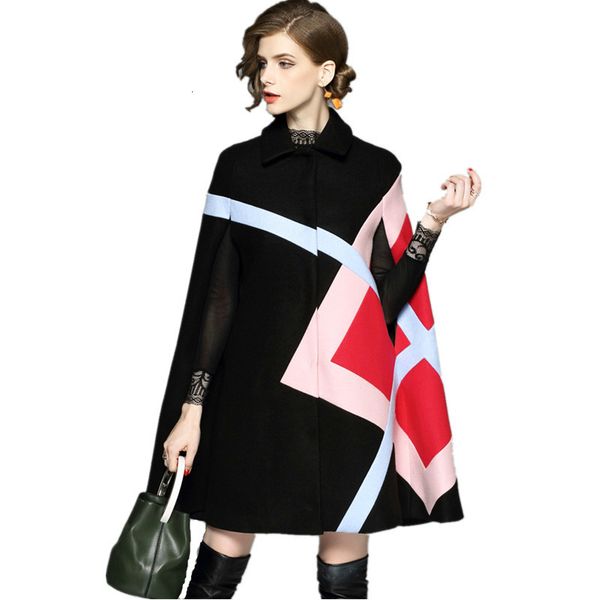 new 2019 fashion women winter jacket geometric pattern batwing sleeve woolen warm cloak ponchos cape coat wool blends outerwear, Black
new 2019 fashion women winter jacket geometric pattern batwing sleeve woolen warm cloak ponchos cape coat wool blends outerwear, Black