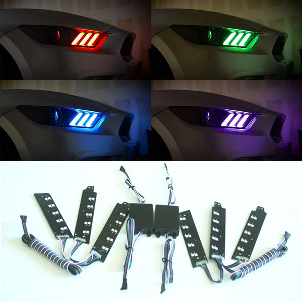 

angel eyes rgbw drl led strip board lights daytime running lights for mustang 2015 2006 2017 for cars accessories lamp