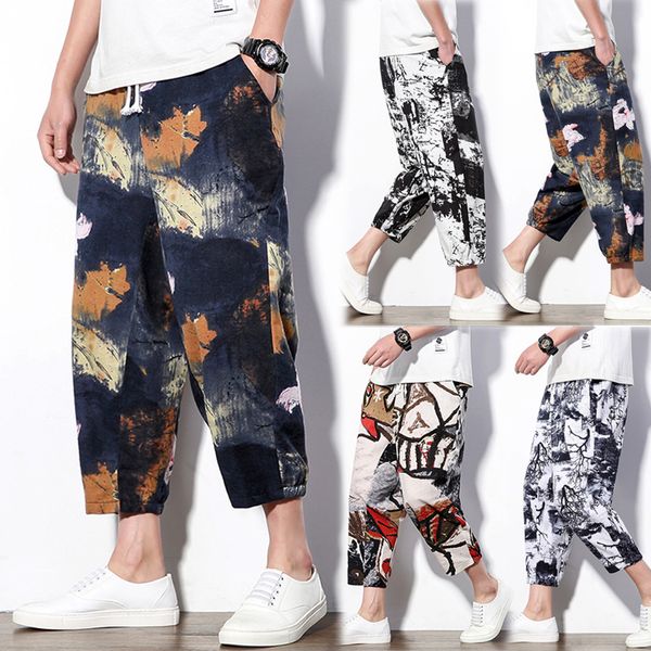 pants men summer fashion leisure ethnic style printing linen loose straight ankle-length elastic waist streetwear pant c0610, Black
pants men summer fashion leisure ethnic style printing linen loose straight ankle-length elastic waist streetwear pant c0610, Black