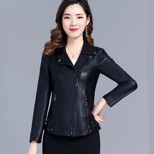 leather jacket women plus size 5xl clothing short 2019 spring and autumn new self-cultivation rivet jacket leather, Black
leather jacket women plus size 5xl clothing short 2019 spring and autumn new self-cultivation rivet jacket leather, Black