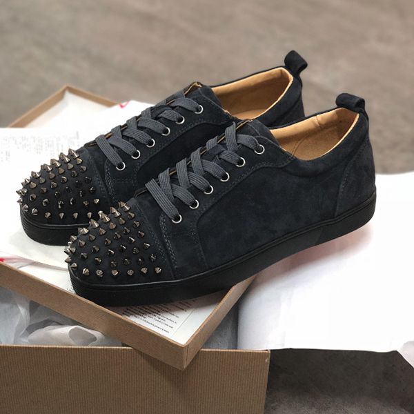 fashion women red bottom shoes low cut suede spikes men shoes genuine leather for men women designer sneakers with box, Black
fashion women red bottom shoes low cut suede spikes men shoes genuine leather for men women designer sneakers with box, Black