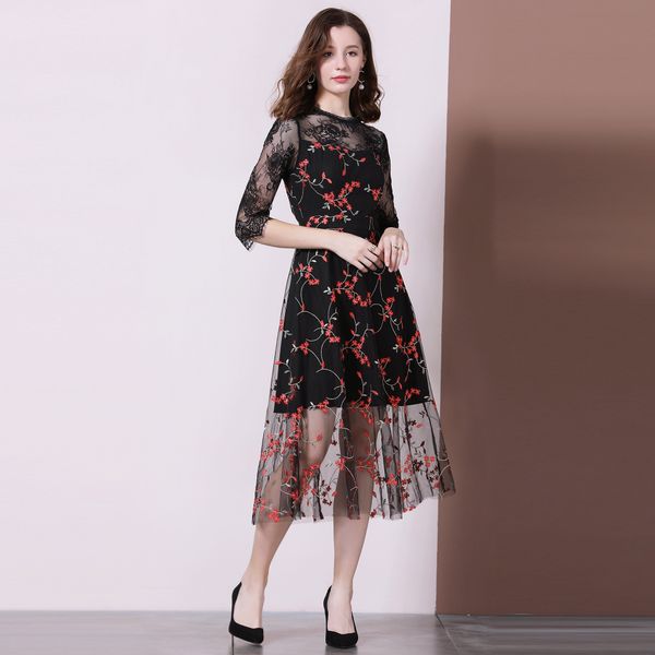 autumn new fund gauze lace embroider is join together 7 minutes of sleeve temperament in long money dress, Black;gray
autumn new fund gauze lace embroider is join together 7 minutes of sleeve temperament in long money dress, Black;gray