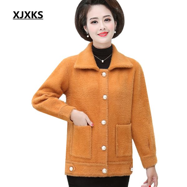xjxks 2019 winter new thick warm warm coat fashion lapel single-breasted mink cashmere cardigan women jacket, Black
xjxks 2019 winter new thick warm warm coat fashion lapel single-breasted mink cashmere cardigan women jacket, Black