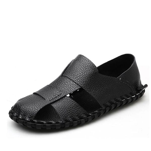 fashion genuine leather sandals summer men's youth trend casual shoes men male shoes breathable basic zapatos hombre, Black
fashion genuine leather sandals summer men's youth trend casual shoes men male shoes breathable basic zapatos hombre, Black