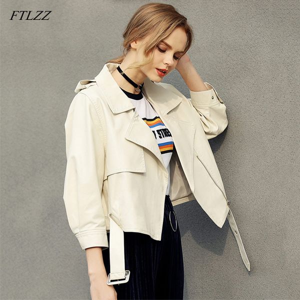 ftlzz new women pu leather jacket coat female slim with belt three quarter sleeve short faux leather jacket, Black
ftlzz new women pu leather jacket coat female slim with belt three quarter sleeve short faux leather jacket, Black