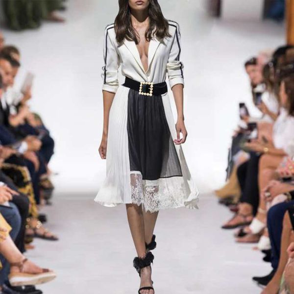 130 2019 spring summer dress runway dress pure color dress long sleeve panelled empire lapel neck fashion a, Black;gray
130 2019 spring summer dress runway dress pure color dress long sleeve panelled empire lapel neck fashion a, Black;gray