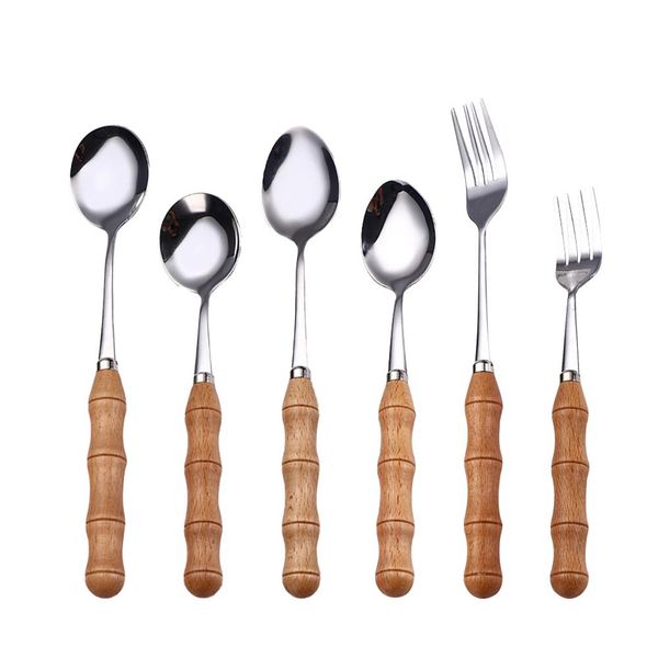 new creative bamboo wooden handle spoon stainless steel high-grade tableware fork spoon edible mixing tableware kitchen tool
new creative bamboo wooden handle spoon stainless steel high-grade tableware fork spoon edible mixing tableware kitchen tool