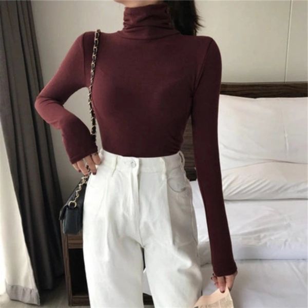 bottoming t-shirts women 2019 korean stretch solid color high collar long-sleeved t shirt fashion temperament slim t-shirt, White
bottoming t-shirts women 2019 korean stretch solid color high collar long-sleeved t shirt fashion temperament slim t-shirt, White