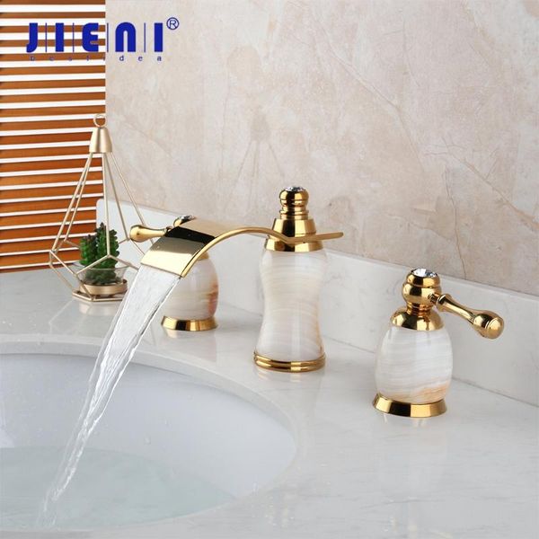 jieni gold plated bathroom bathtub faucet 3 pcs 2 lever golden jade stone handles brass bathroom basin sink tap mixer faucet
jieni gold plated bathroom bathtub faucet 3 pcs 2 lever golden jade stone handles brass bathroom basin sink tap mixer faucet