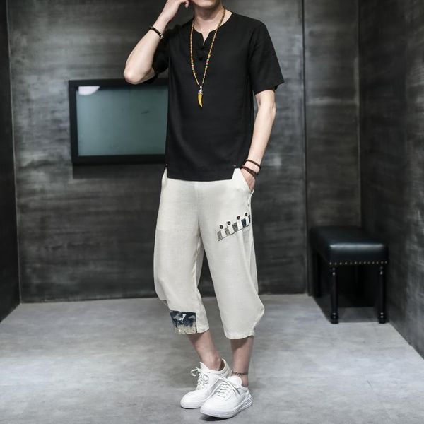 2020 vintage t-shirt cropped pants set men summer 2pc linen tracksuit+pants sets beach mens casual tee shirts set streetwear, Gray
2020 vintage t-shirt cropped pants set men summer 2pc linen tracksuit+pants sets beach mens casual tee shirts set streetwear, Gray