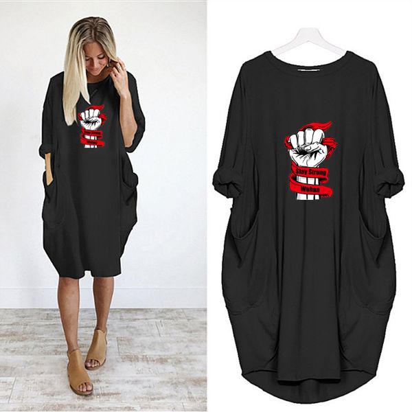 2020 women's print dress new fashion stay strong wuhan pattern casual loose pocket long sleeve print dress, Black;gray
2020 women's print dress new fashion stay strong wuhan pattern casual loose pocket long sleeve print dress, Black;gray